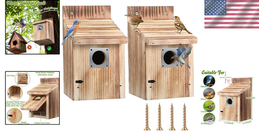 Attractive Cedar Bird Houses with Secure Latch and Easy Access for Fledglings