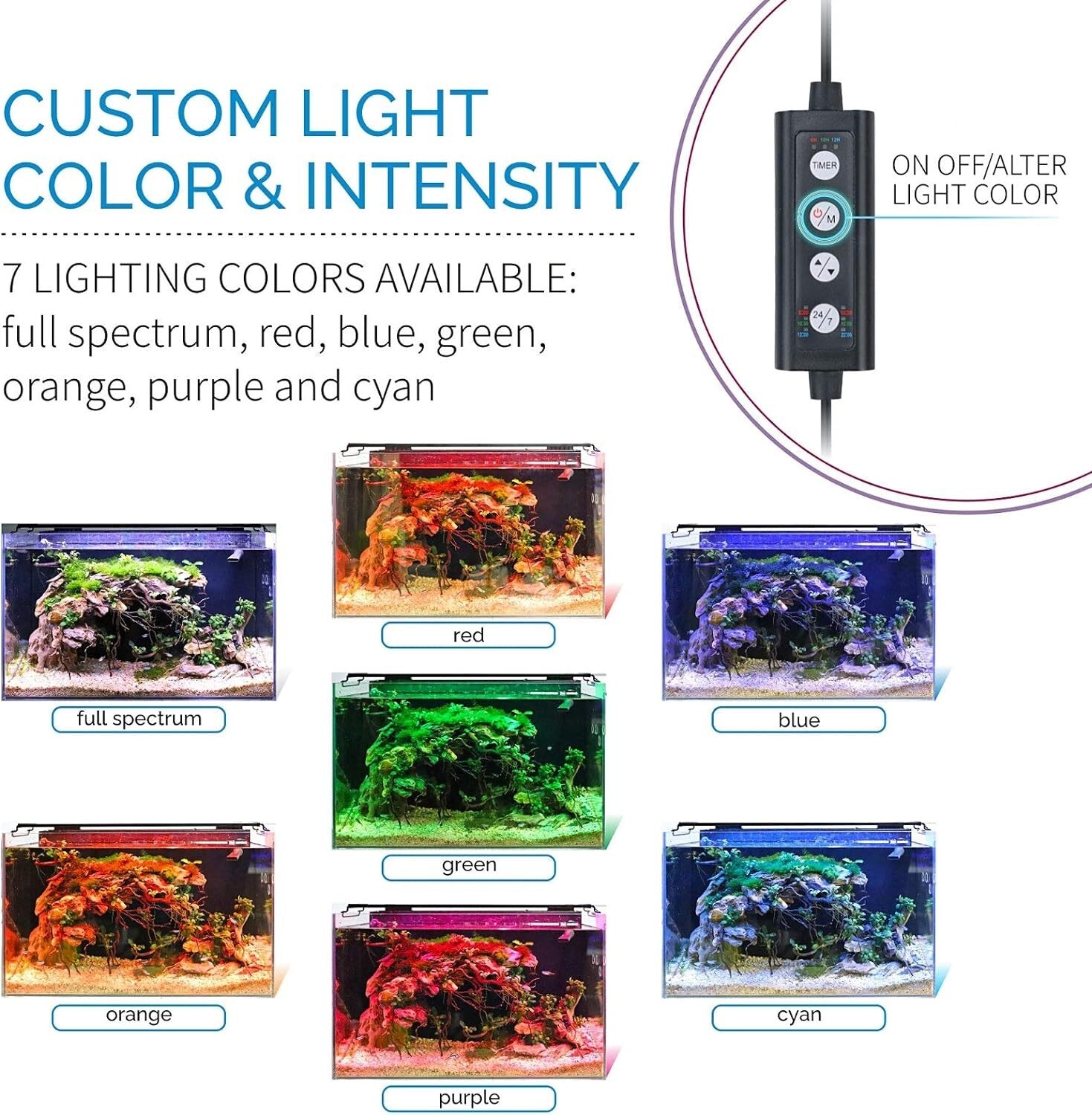 RGB LED Aquarium Light with Remote Control – Perfect for 18-24" Freshwater Tanks