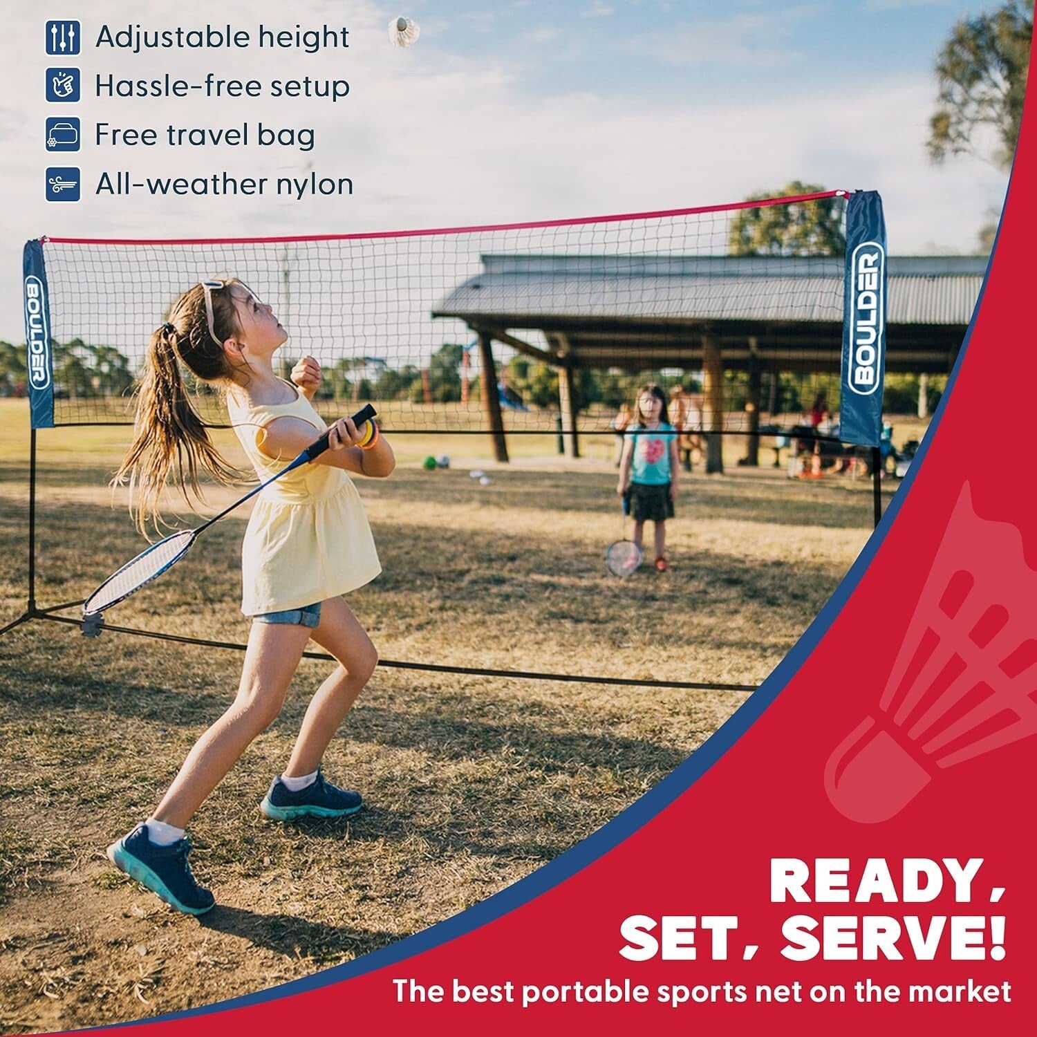 Adjustable Portable Net for Badminton, Tennis & Soccer - Quick Setup Anytime