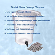 Load image into Gallery viewer, Lightweight 5-Gallon Beverage Dispenser with Sturdy Handles for Easy Transport