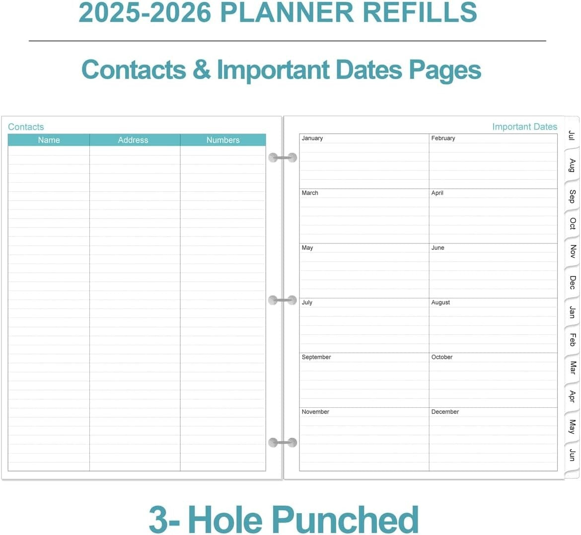 Daily Planner Refill 2025-2026 - Luxurious 8.5" x 11" Format for Daily Mastery