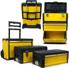 Load image into Gallery viewer, Ergonomic Rolling Tool Organizer - Stackable 3 Compartment Chest for Workshops