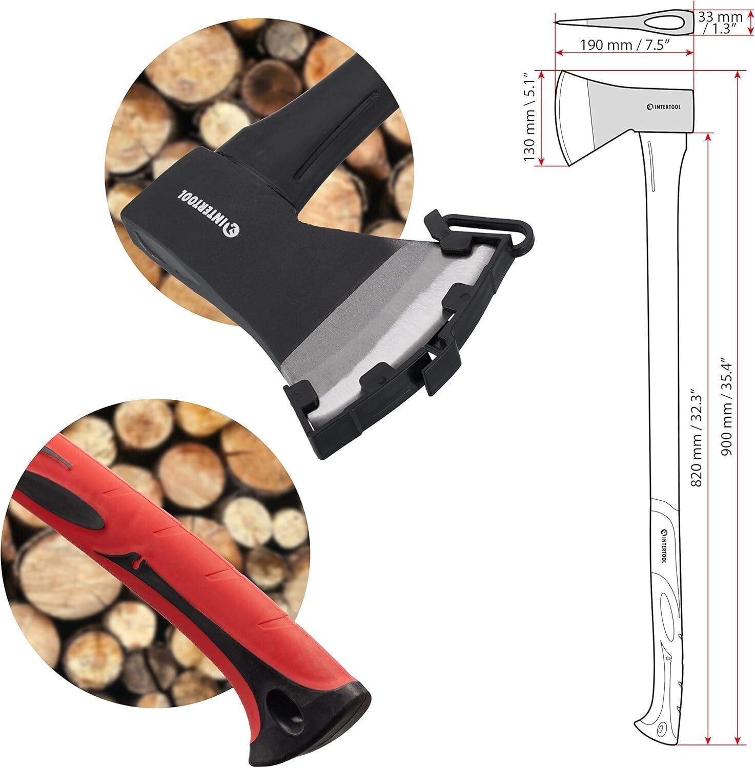 36-Inch Heavy-Duty Chopping Axe - Shock-Elliminating Handle & Safeguard Cover