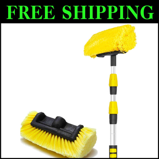 11-Foot Telescopic Car Wash Brush with Soft Bristles - Safe for All Surfaces