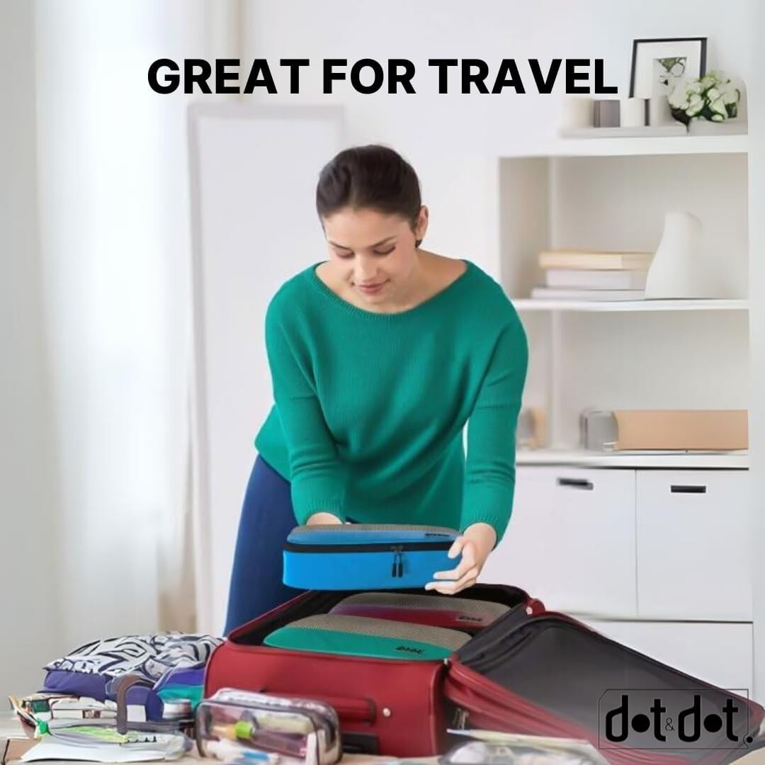 Stylish Blue Packing Cubes - Space-Saving Organizers for Convenient Travel