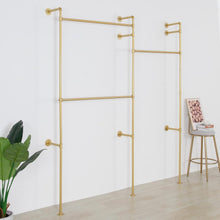 Load image into Gallery viewer, Industrial Style Wall-Mounted Clothes Rack - Gold Finish 330.7 lb Capacity