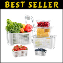 Load image into Gallery viewer, Large Capacity 4-Pack Fruit &amp; Vegetable Storage Containers with Ventilation Lids