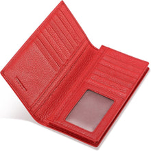 Load image into Gallery viewer, Luxury Bifold Wallet in Pebbled Red Italian Calfskin with 15 Card Slots