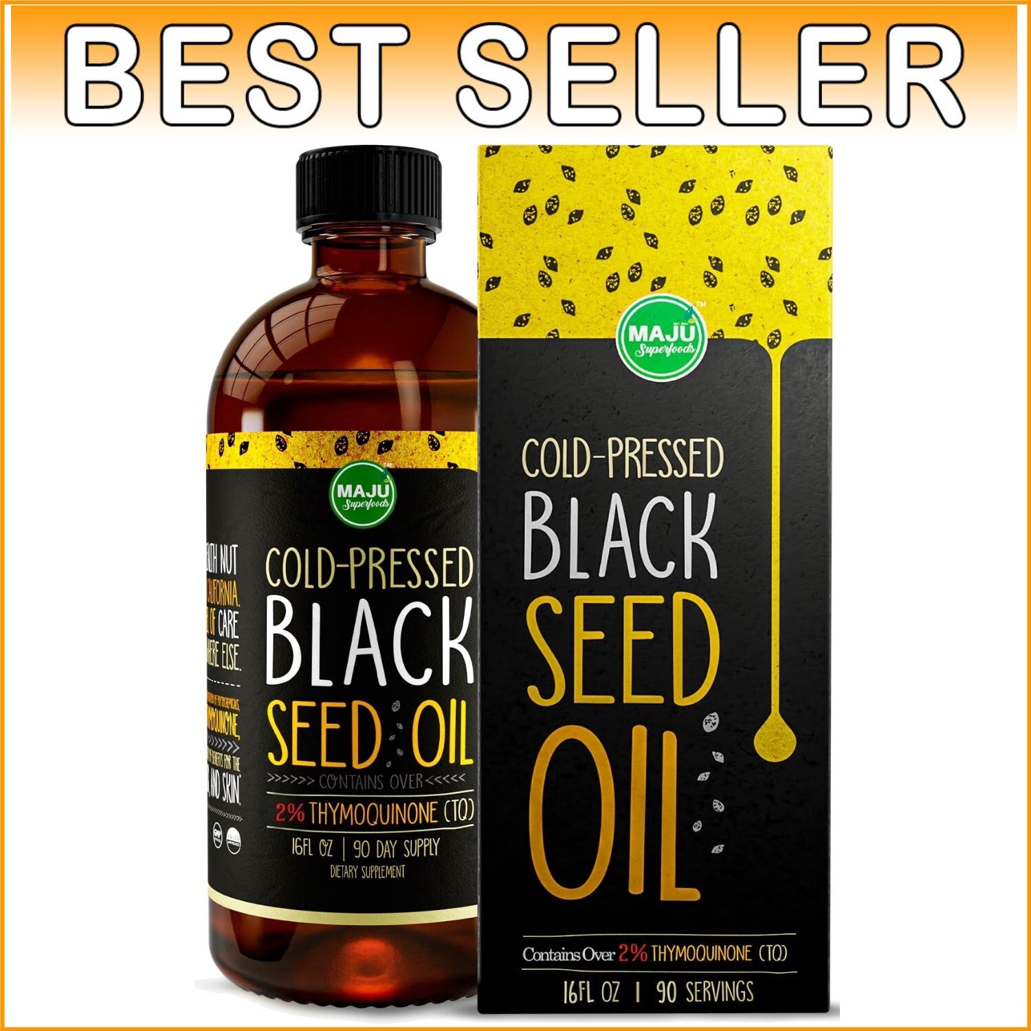 Premium Blackseed Oil 16oz with 3X Thymoquinone for Skin, Hair & Heart Health