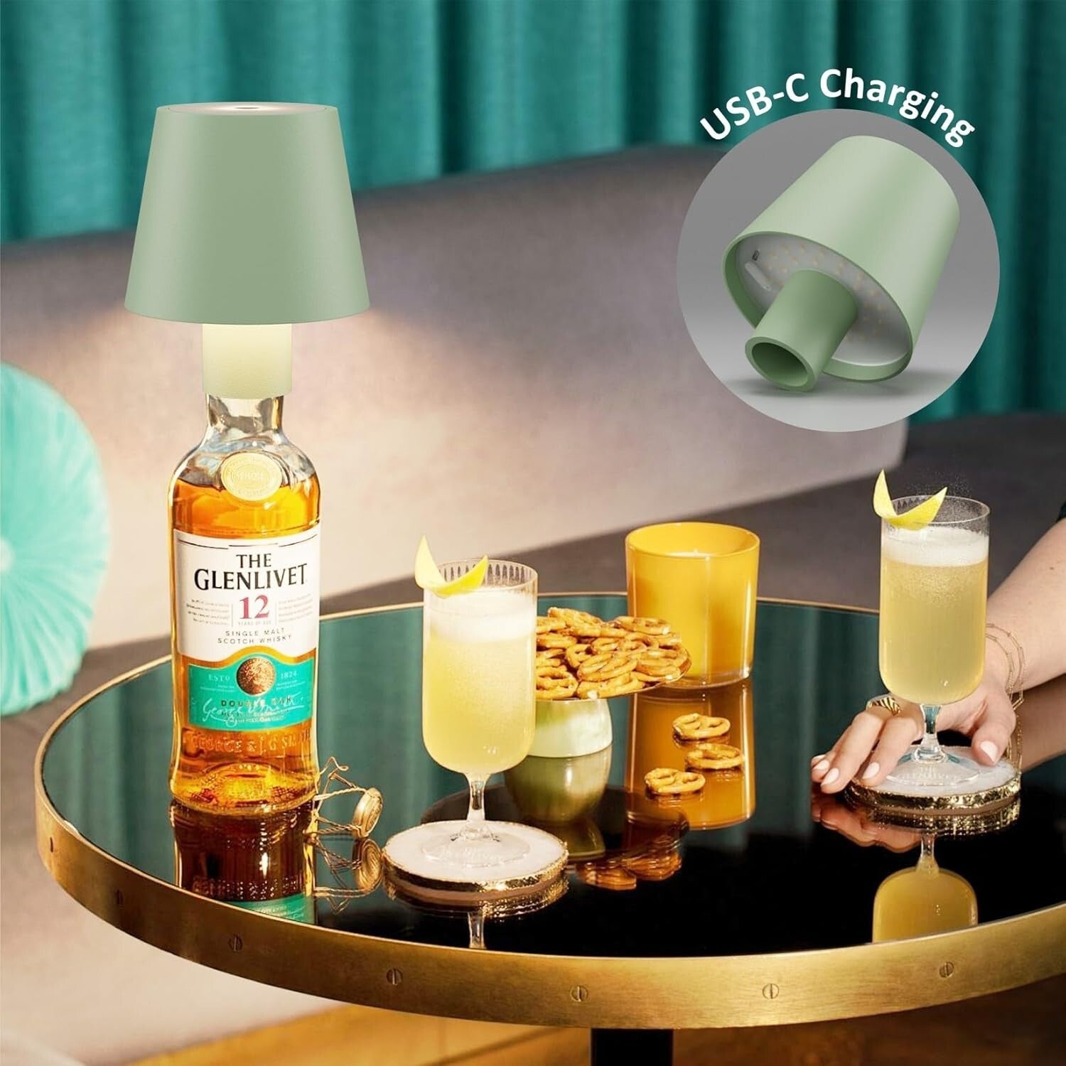 Battery Powered 2 Pack Green LED Bottle Lamp - Perfect for Dining & Outdoor Use