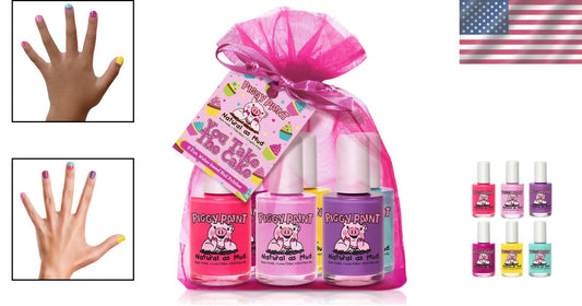 Eco-Friendly Non-Toxic Nail Polish Set for Kids - 6 Fun Colors in Glossy Finish