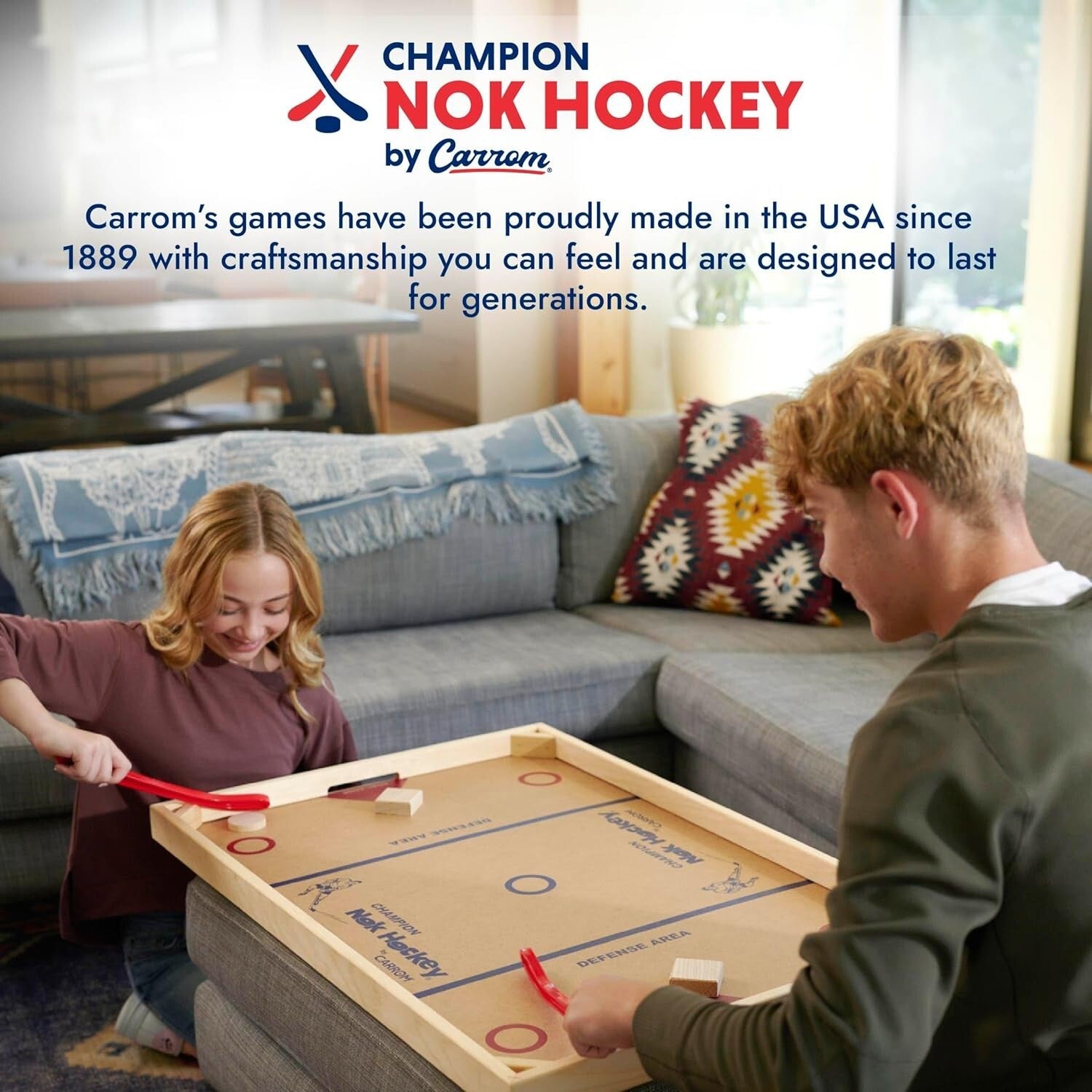Durable Nok Hockey Game - Classic 2-Player Fun, Perfect for Family Gatherings