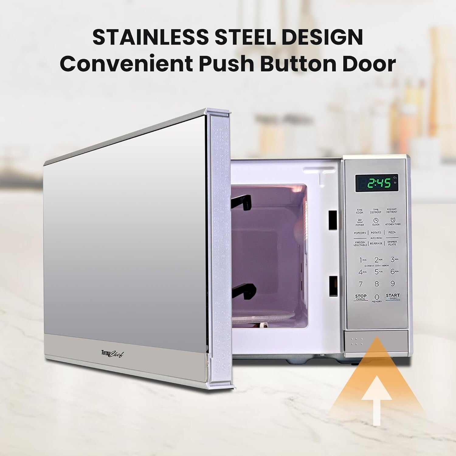 Sleek 0.7 Cu Ft Countertop Microwave with Child Lock - Easy Cleanup & Pre-Sets