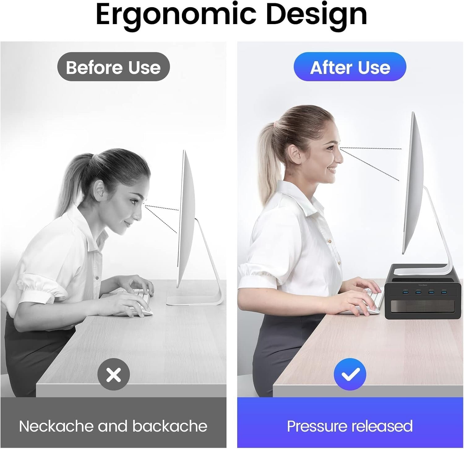 High-Quality Dual Monitor Riser with Fast Wireless Charging & 4 USB Ports