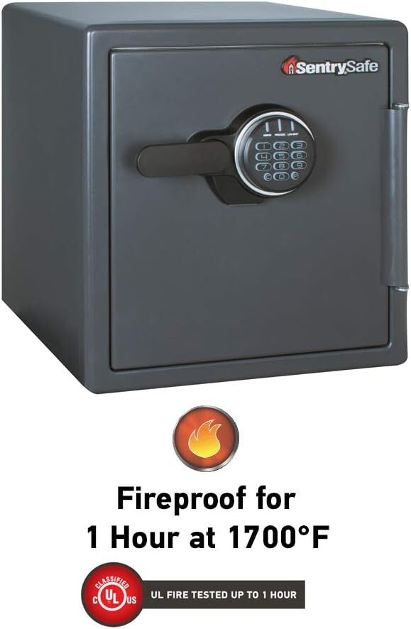 Home Security Fireproof Safe, Digital Keypad & Organizational Shelf - 1.23 Cu Ft