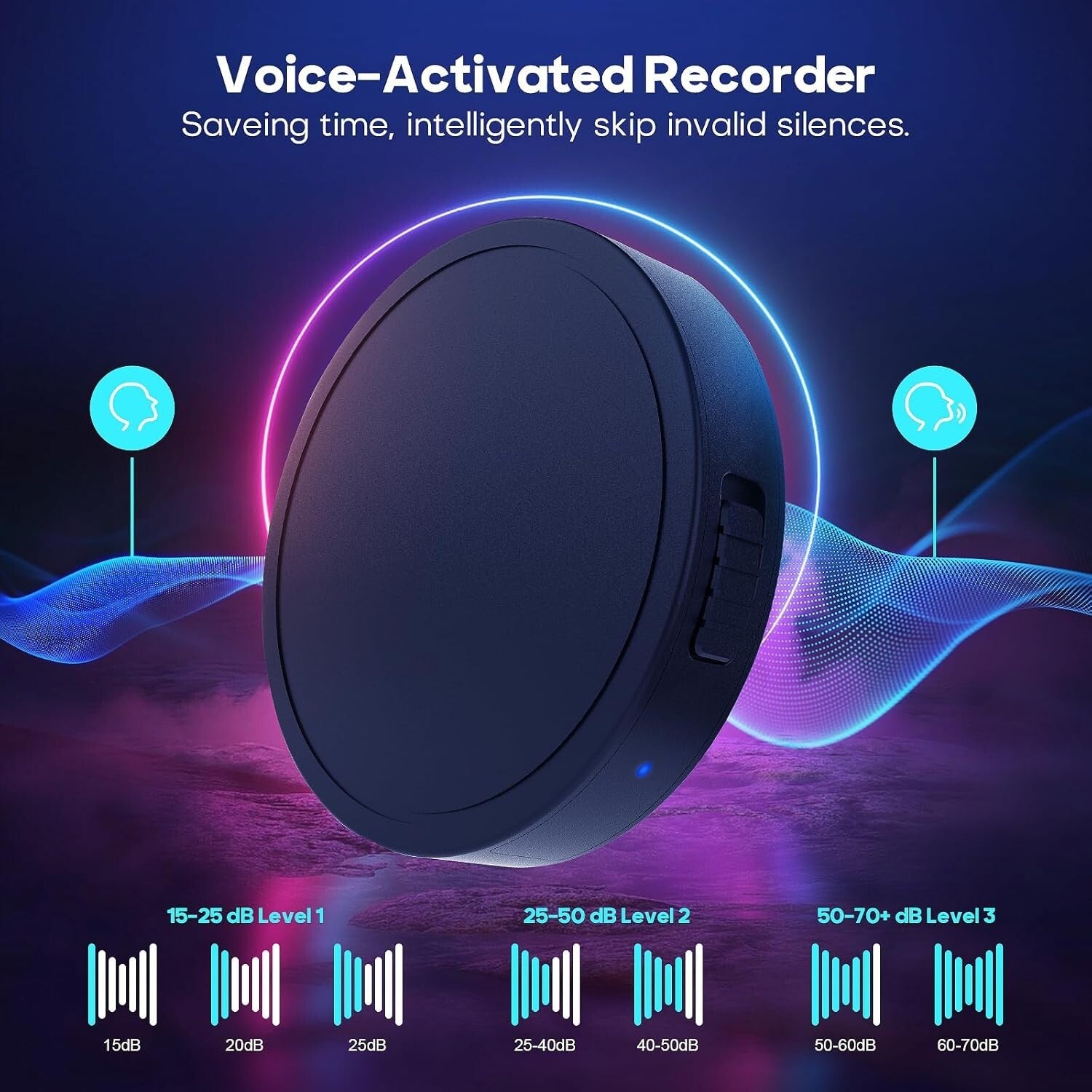 128GB Magnetic Voice Activated Recorder - 1600 Hours of HD Sound Recording