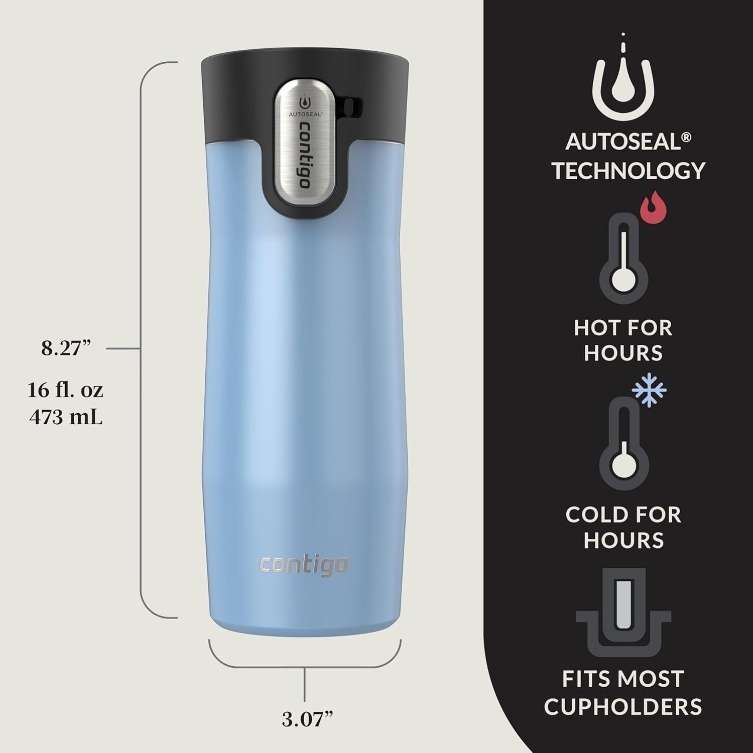 16 oz AUTOSEAL Vacuum-Insulated Travel Mug - Leak-Proof, 2-Pack in Frosted Pearl