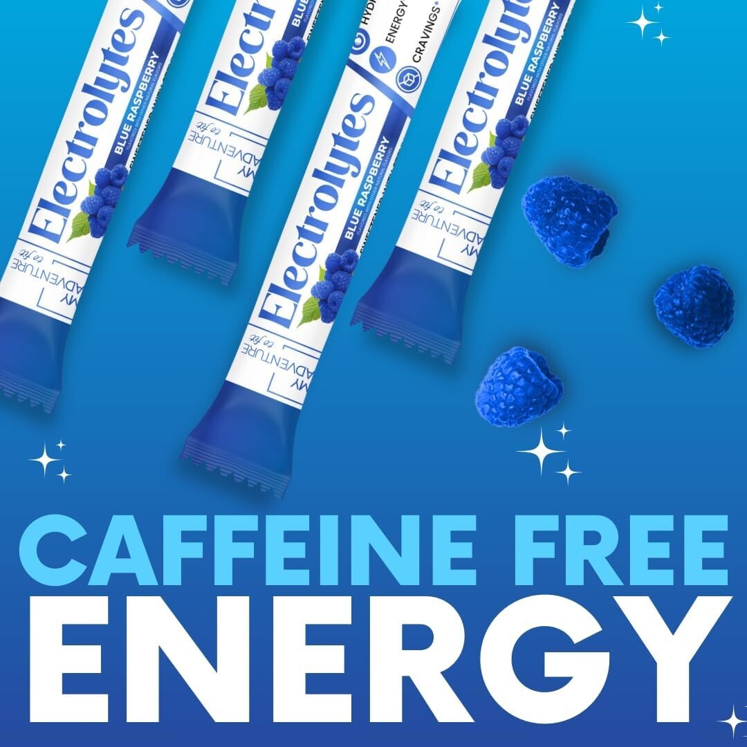Caffeine-Free Blue Raspberry Electrolytes Powder - 30 Pack for Refreshing Energy