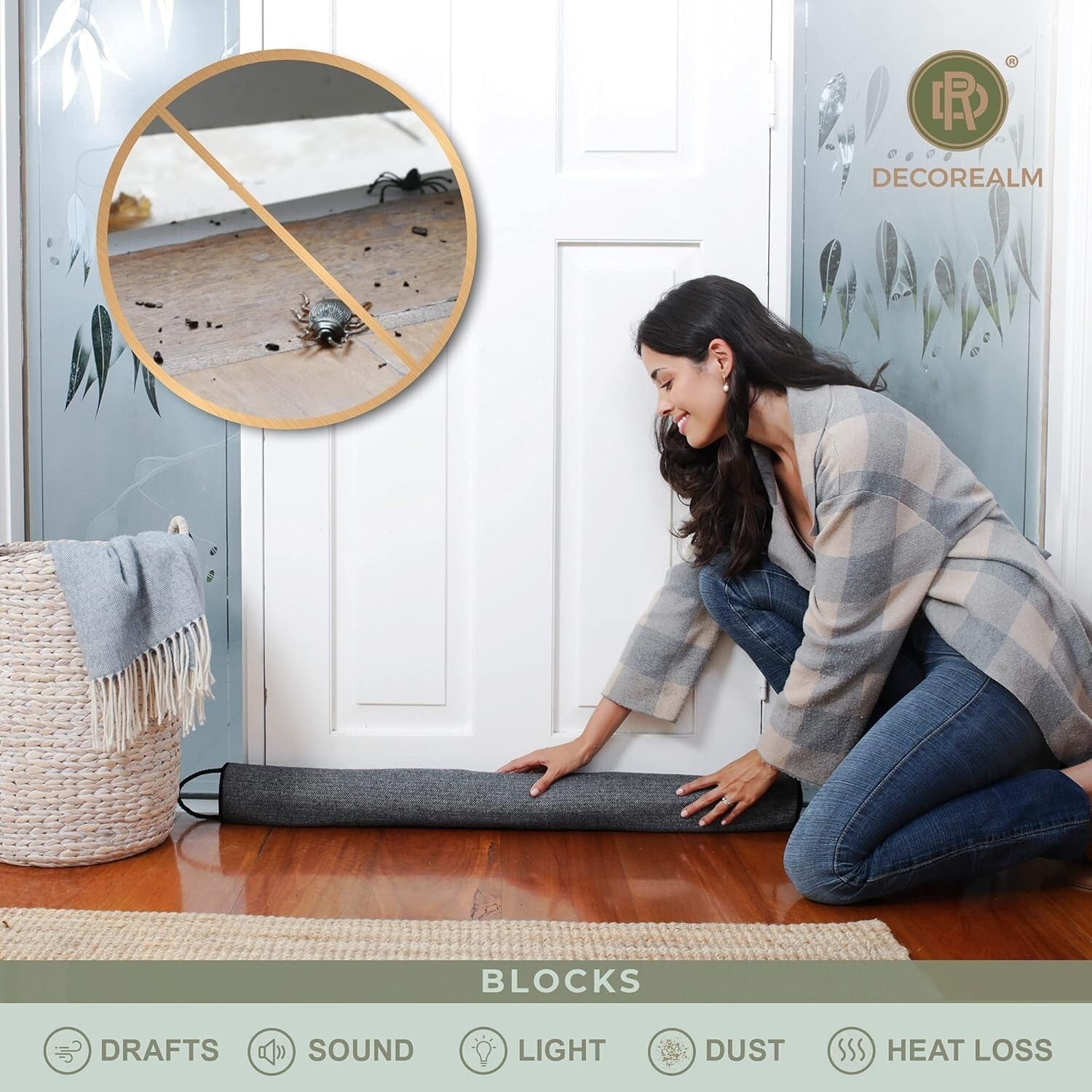 Designer Draft Blocker with Dual Satin Handles - 36" Home Insulation Solution