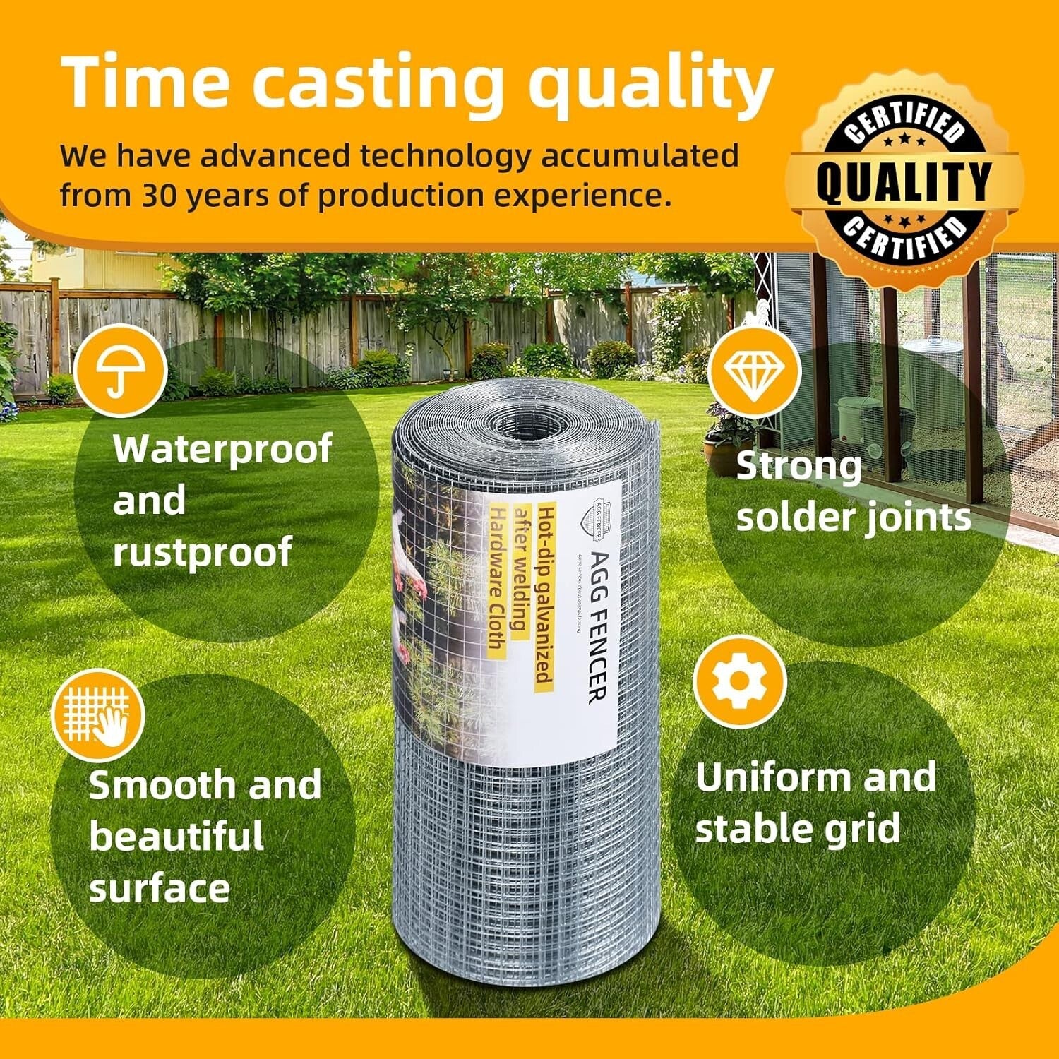 16in x 50ft Galvanized Hardware Cloth - Durable 1/2 Inch Chicken Wire Fencing