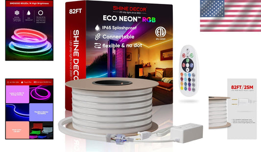 82FT Waterproof LED RGB Neon Rope Lights with Remote - Expandable & Cuttable