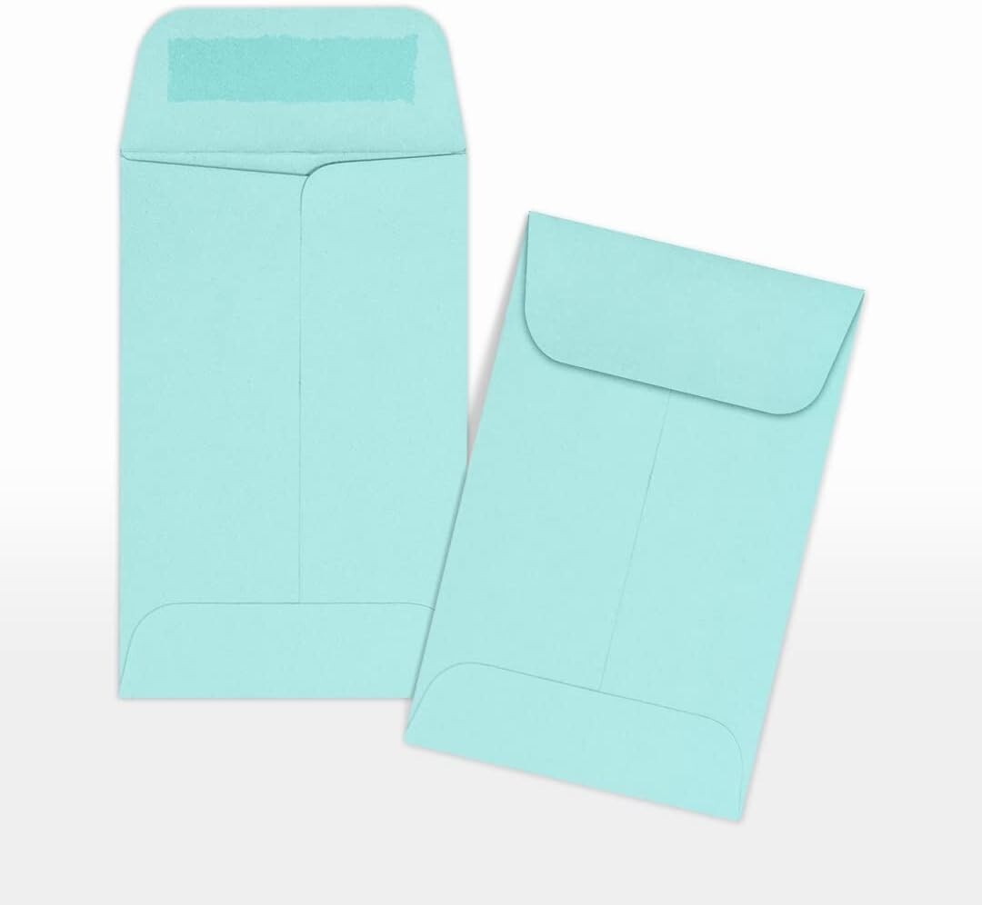 Elegant Mini Coin Envelopes - 1000 Count | Seafoam Blue | Durable & Stylish