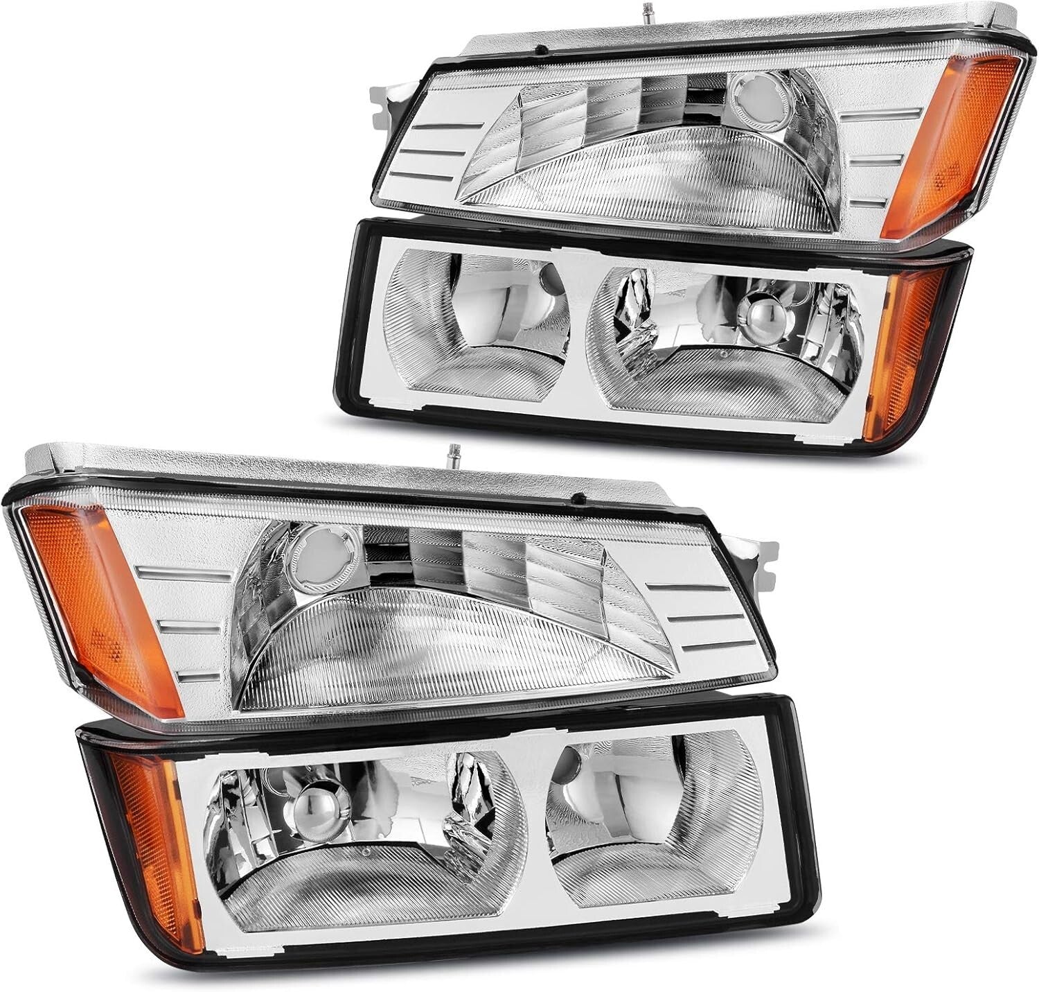 Direct Fit Headlight Assembly with Amber Reflector for Chevy Avalanche 2002-2006