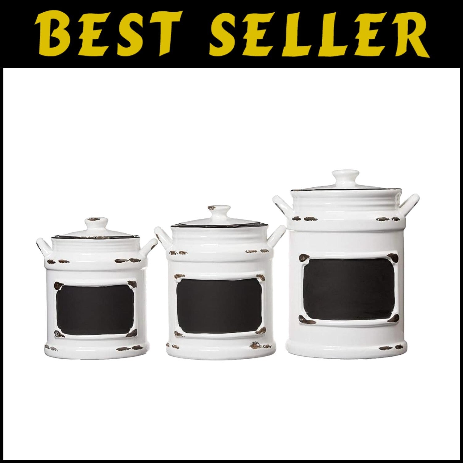 Stylish 3-Piece Ceramic Jar Set with Rubber Seal Lids for Kitchen Organization