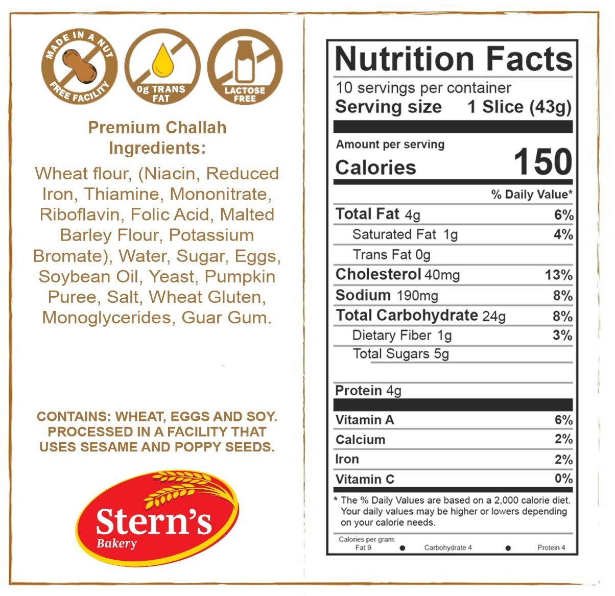 Stern's 15-Ounce Kosher Challah Bread - Holiday Must-Have for Shabbat Meals