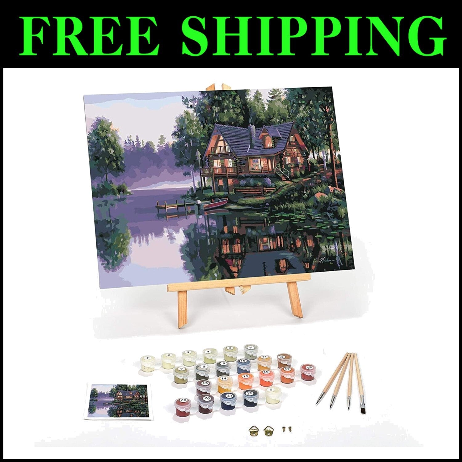 Cabin Fever 16" x 20" Framed Paint by Numbers Kit - Complete Set for Adults