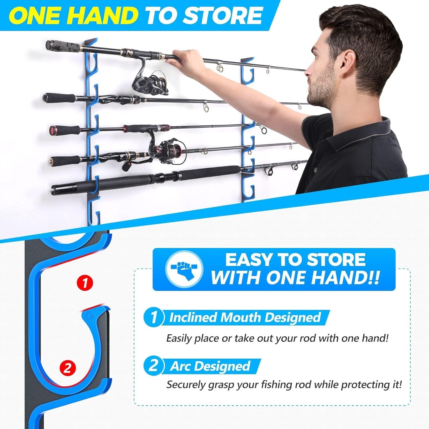 Durable Fishing Rod Storage: Holds 20 Rods - Efficient Wall/Ceiling Solution