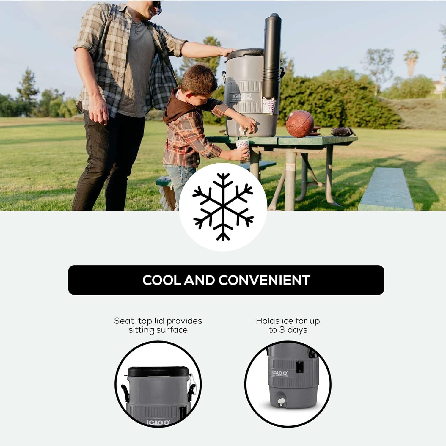 Lightweight 5-Gallon Beverage Cooler with Reinforced Handles & UV Protection