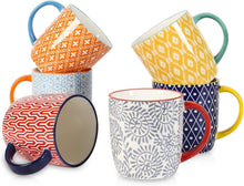 Load image into Gallery viewer, Vibrant Multi-Purpose Porcelain Coffee Mugs - Perfect for Any Occasion, Set of 6