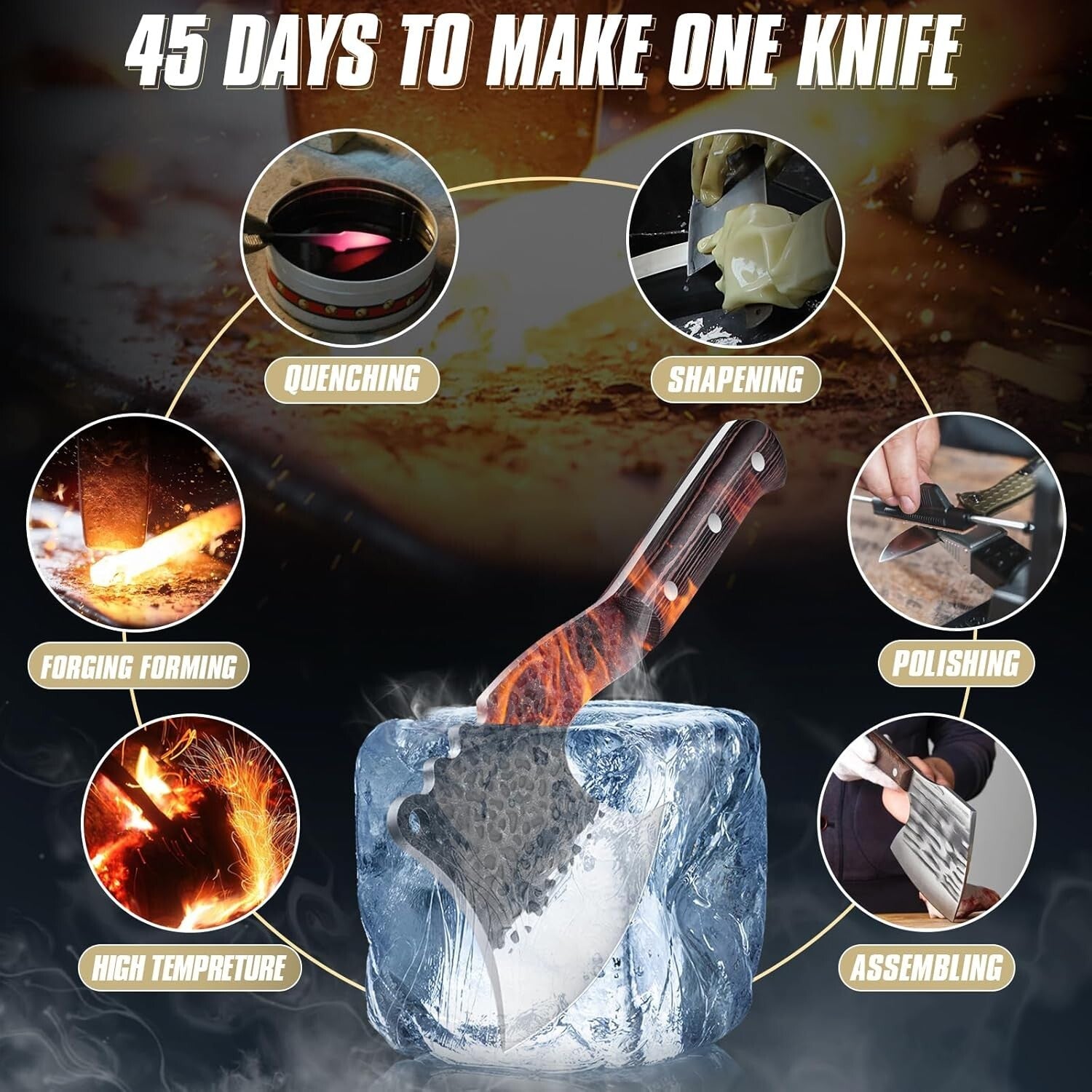 High Carbon Steel Bone Chopper with Pear Wood Handle - Ultimate Butcher Knife