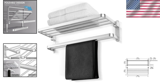 Elegant Brushed Satin Nickel 24-Inch Towel Shelf with Dual Bars - Wall-Mounted