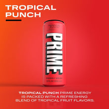 Load image into Gallery viewer, 12-Pack PRIME Energy Tropical Punch - Hydrating Vegan Energy Drink with No Sugar