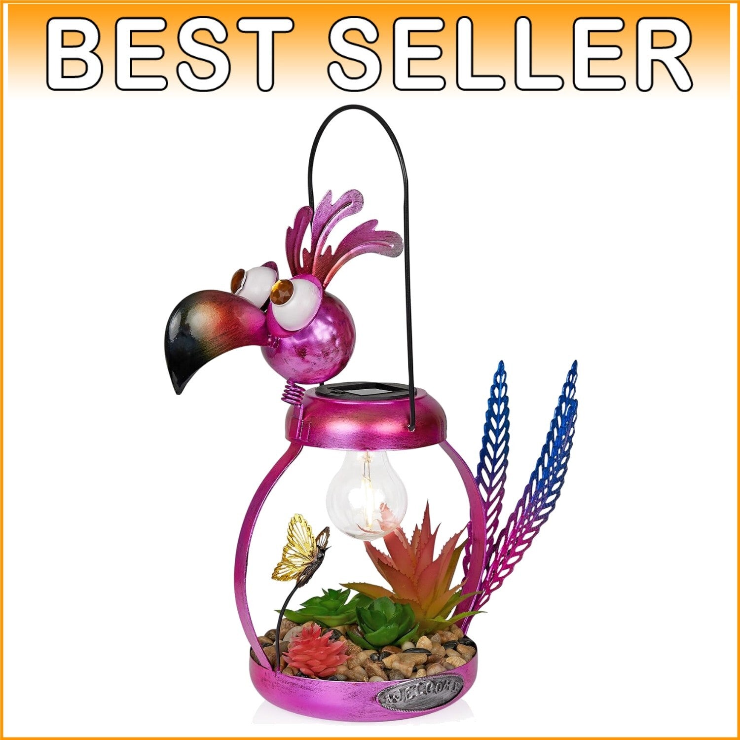 Charming 16'' Solar Metal Flamingo with LED Light – Perfect Outdoor Decor Piece