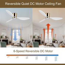 Load image into Gallery viewer, Remote-Controlled 52-Inch Ceiling Fan with Dimmable Lights - Ideal for Bedrooms