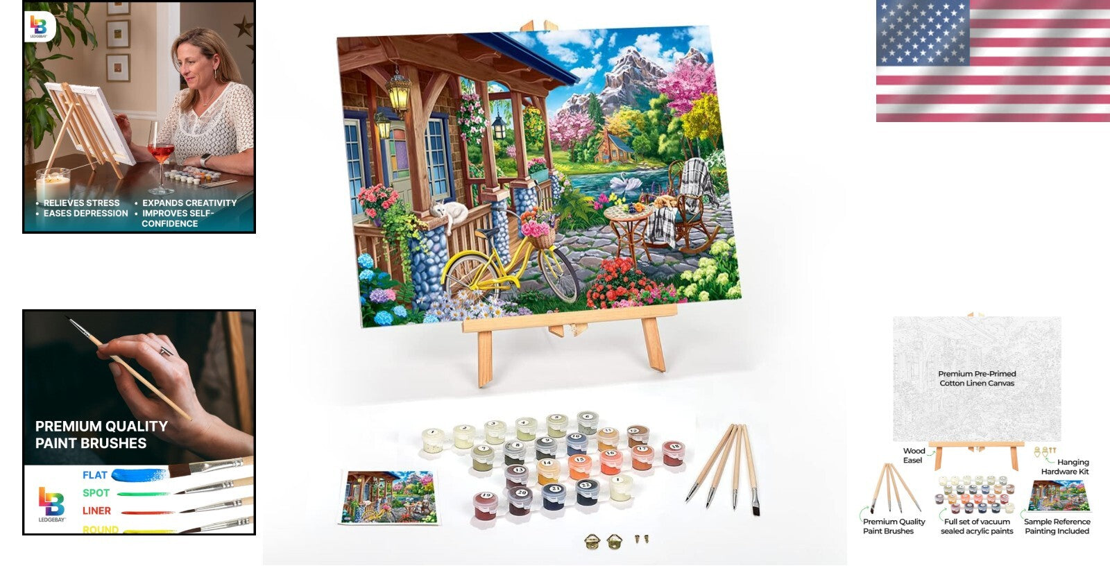 Adult Paint By Numbers Kit with Framed Canvas - Fresh Acrylic Paint & Easel