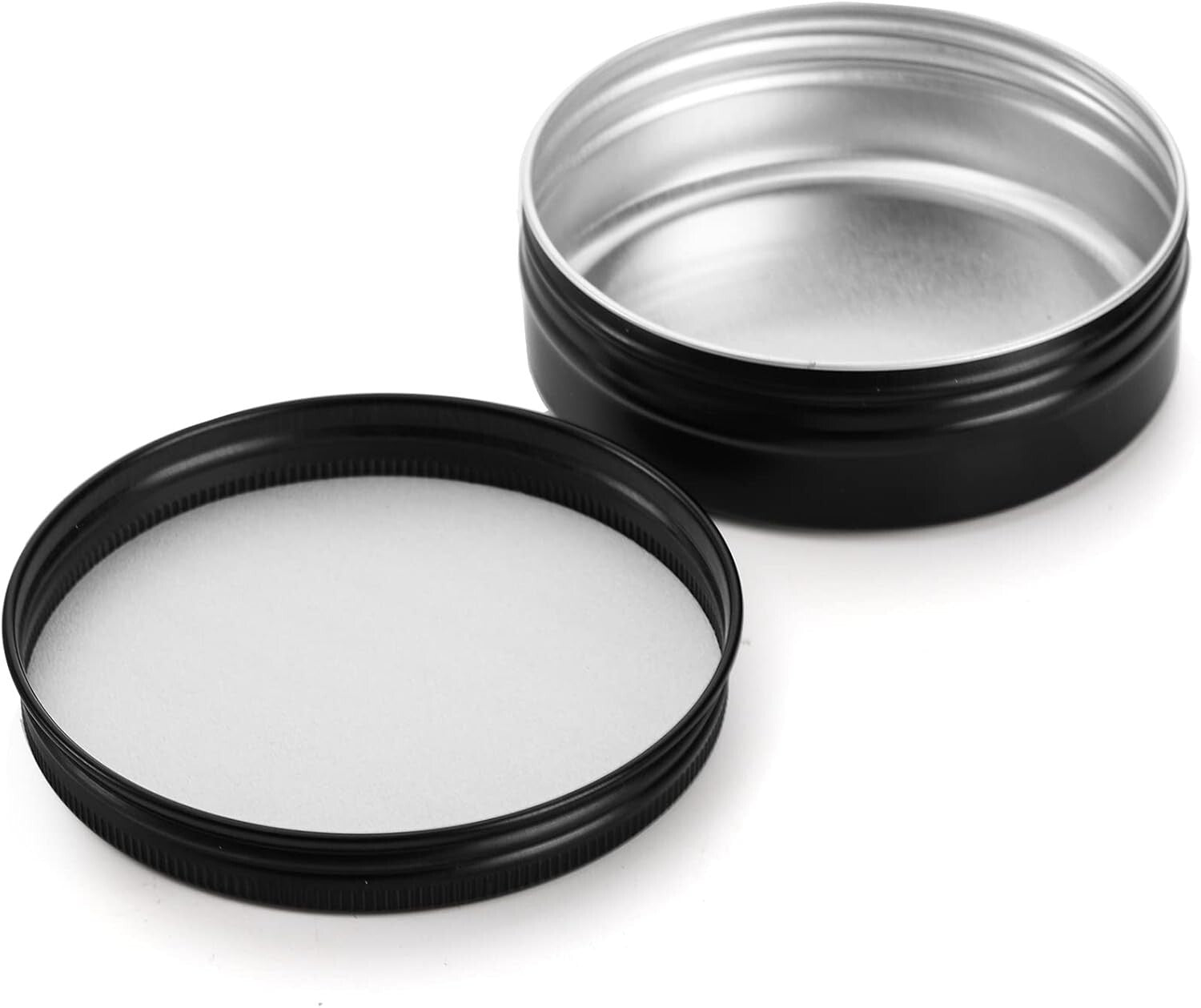 Compact Round 4 oz Matte Black Aluminum Tins - 48 Pack Storage for Crafts