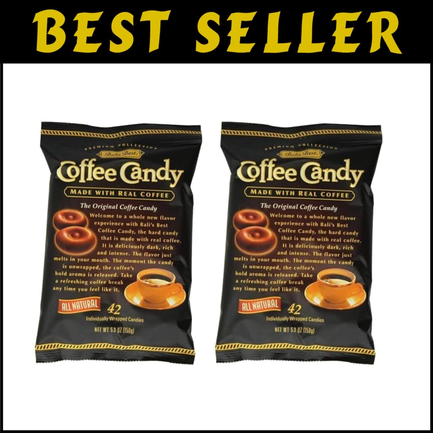 Savor the Flavor: 2-Pack of All-Natural Coffee Hard Candies, 5.3 oz Each