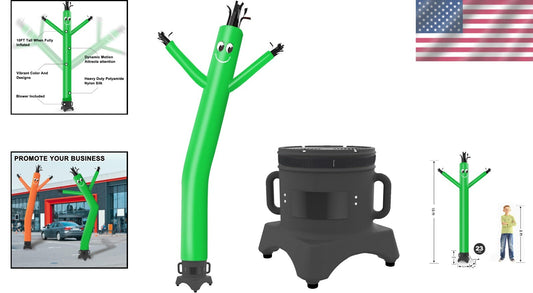 10ft Green Inflatable Waving Dancer Tube Man with Blower - Perfect Holiday Sign