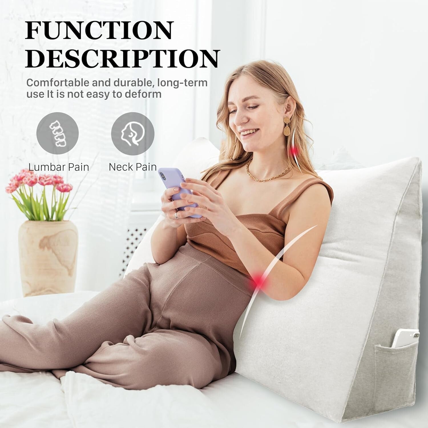 Large 76-Inch King Wedge Pillow for Reading & Relaxation - Soft Velvet Design