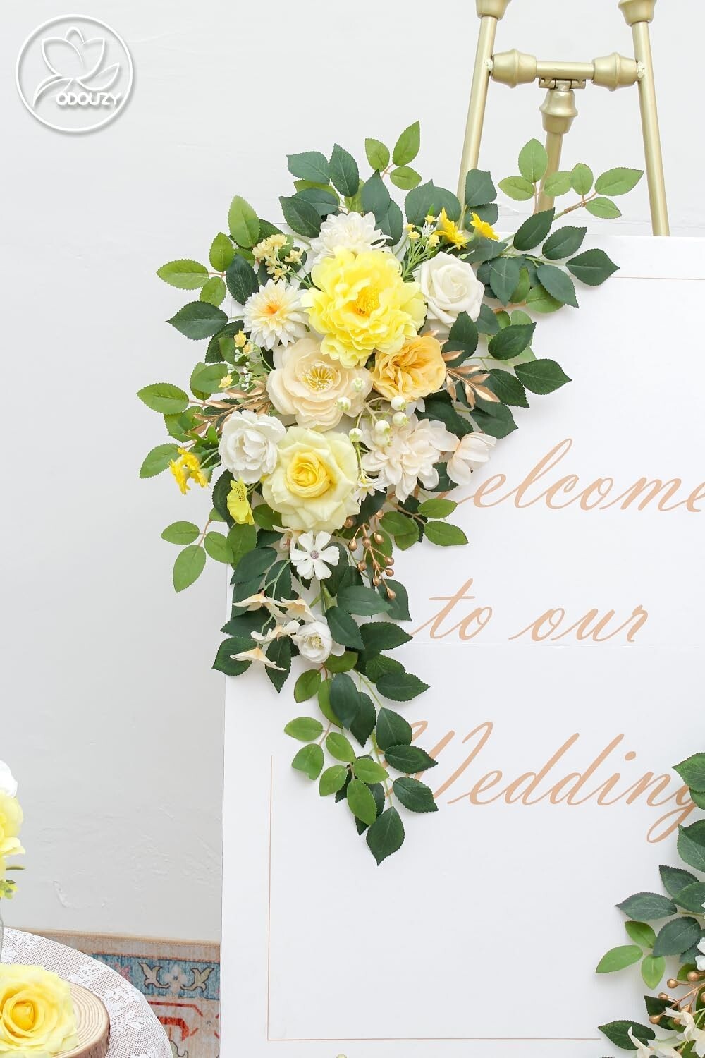 Versatile Yellow Floral Arch Arrangement - Ideal for Weddings and Celebrations