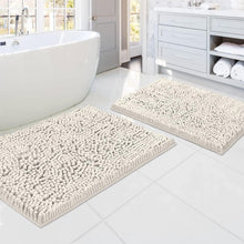 Load image into Gallery viewer, Luxury Chenille Bath Mats Set - Non-Slip Extra Soft &amp; Absorbent Ivory Rugs