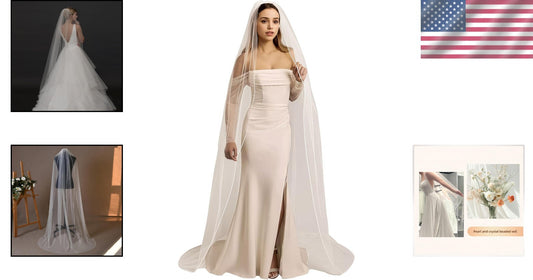 Lightweight Beaded Edge Bridal Veil - 1 Tier Fingertip Style for Elegant Brides
