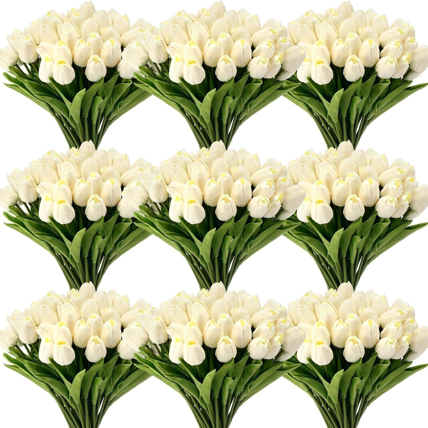 Realistic 75-Pack Milk White Artificial Tulips for Event and Home Arrangements