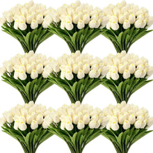 Load image into Gallery viewer, Realistic 75-Pack Milk White Artificial Tulips for Event and Home Arrangements