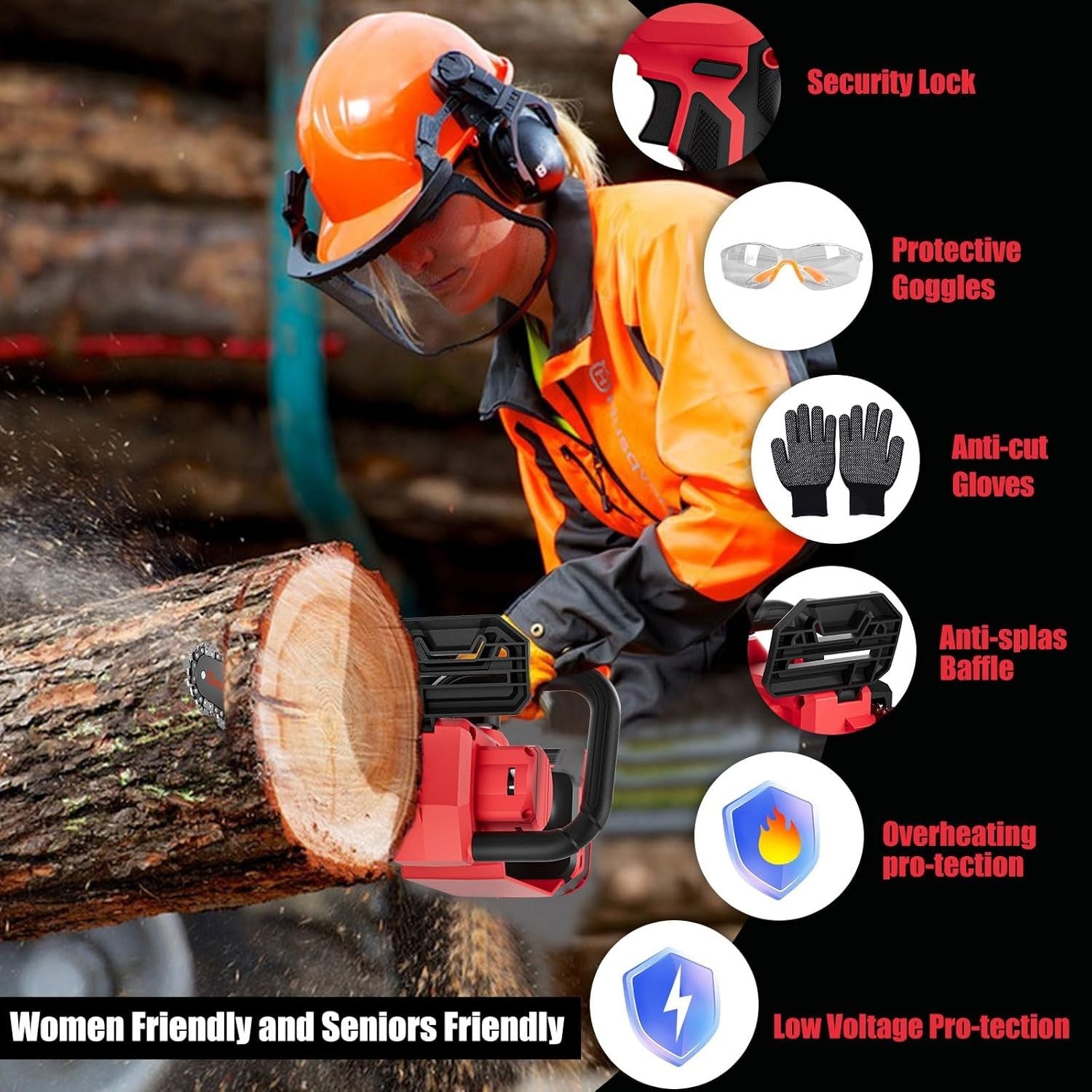 Effortless Trimming: 12-Inch Mini Chainsaw - Compatible with MWK 18V Batteries