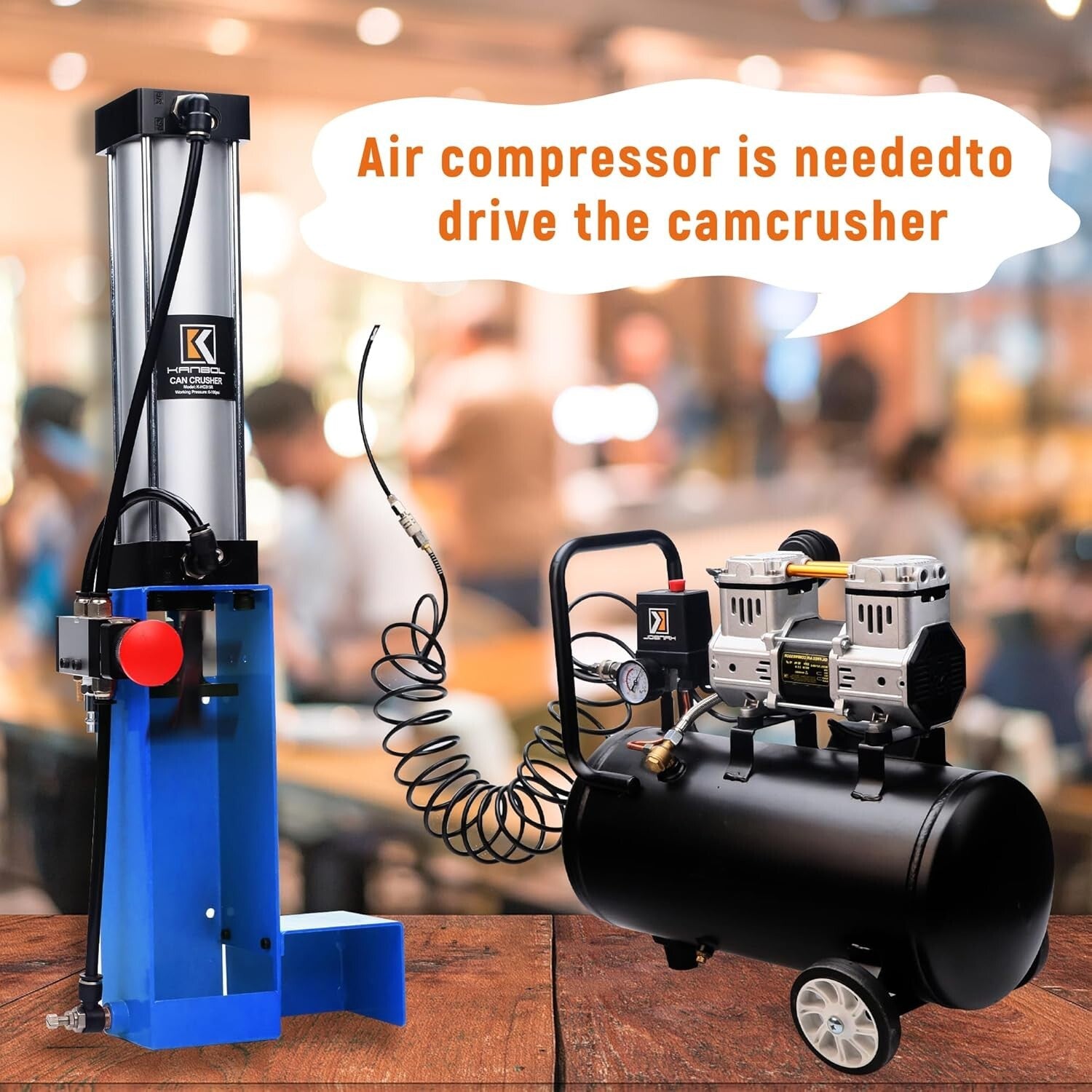 Pneumatic Aluminum Can Crusher: Automatic Ejection & Heavy-Duty Design in Blue